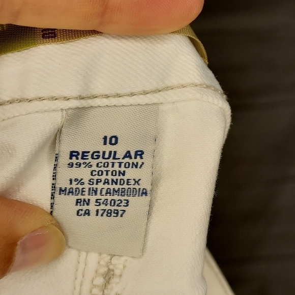 Old Navy jeans bootcut low mid rise stretch white cream ivory tan stitch 10 - Picture 7 of 8